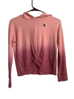 abercrombie kids Pink Ombre Hooded Knit Top with Front Twist